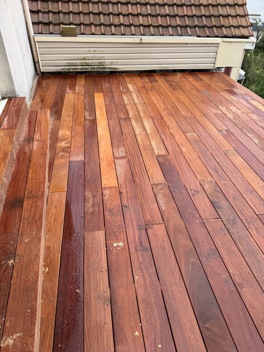 Réalisation d'un balcon terrasse en ossature bois près du Havre 76