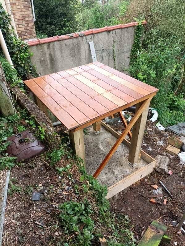 Réalisation d'un balcon terrasse en ossature bois près du Havre 76