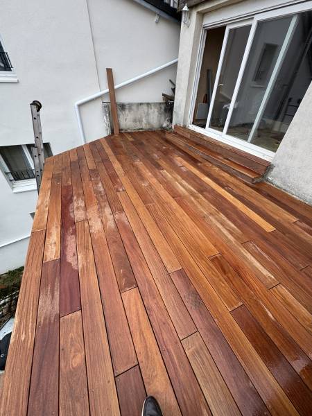 Réalisation d'un balcon terrasse en ossature bois près du Havre 76